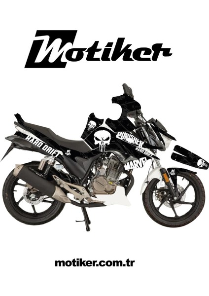 Mondial Drift Black Punisher Motosiklet Sticker Etiket Kaplama Modeli