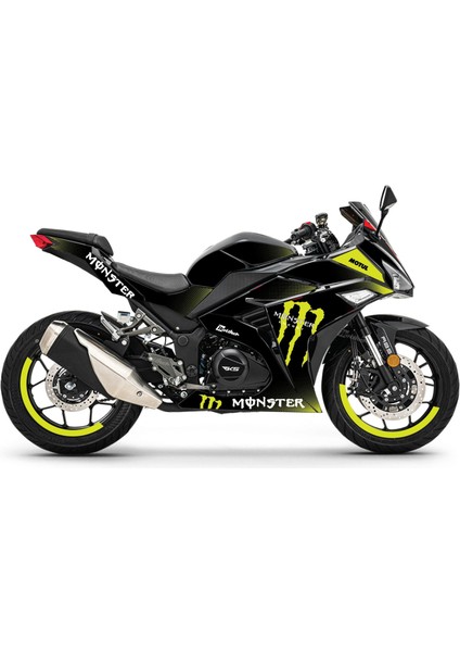 Rks R250 Monster Sarı Parçalı Kaplama Sticker Etiket Modeli