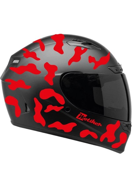Kırmızı Kamuflaj Kask Sticker Modeli
