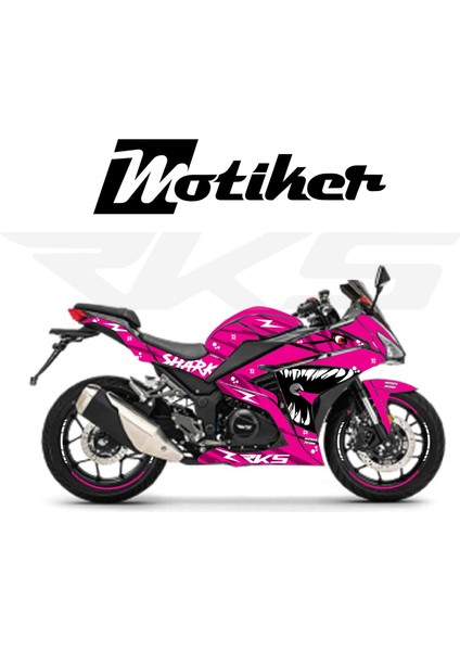 Rks R250 Pembe Shark Köpekbalığı Parçalı Motosiklet Kaplama Modeli