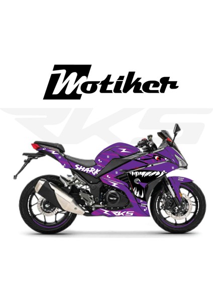 Rks R250 Mor Shark Köpekbalığı Parçalı Motosiklet Kaplama Modeli