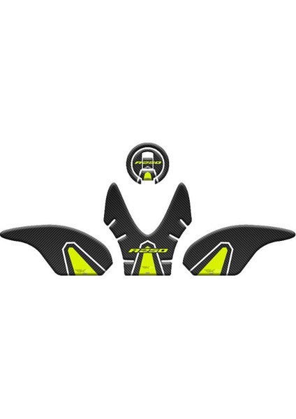 Rks R 250 Motosiklet Tank Pad Sticker Etiket Yeşil Beyaz Çizgili Karbon Desenli Modeli