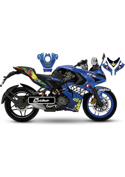 Bajaj RS200 46 Rossı Sticker Etiket Parçalı Kaplama Modeli