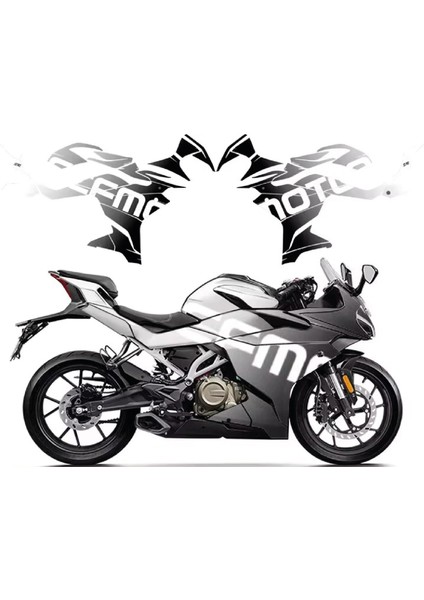 Cfmoto 250SR Black & White Sticker Parçalı Motosiklet Kaplama Etiket Modeli