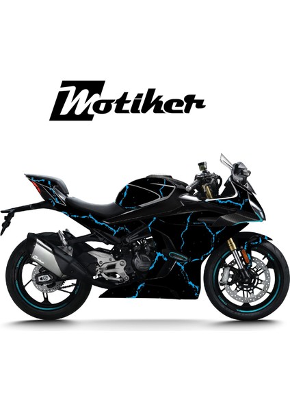 Cfmoto 450SR Kaplama Motosiklet Sticker Etiket Modeli Şimşek Desen Turkuaz fiyatları