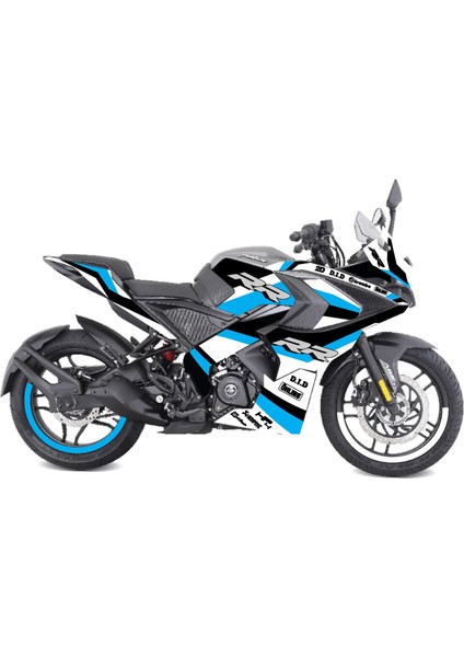Bajaj RS200 Rr Model Tasarım Motosiklet Sticker Etiket Modeli Turkuaz - Siyah