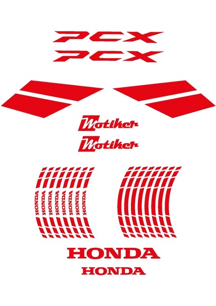 Honda Pcx 2021-2024 Kırmızı Parçalı Takım Stikcer Etiket Modeli indirimleri