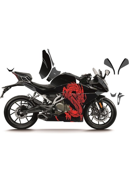 Cfmoto 250SR Kırmızı Gri Dragon Model Parçalı Motosıklet Kaplama Stıcker Etıket Modelı fiyatları