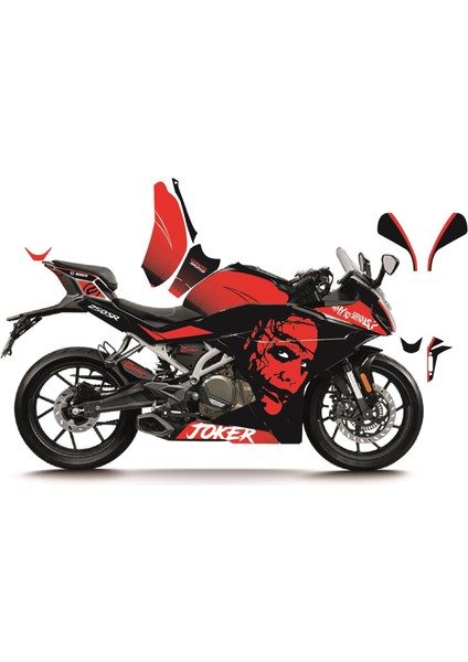Cfmoto 250SR Kırmızı Joker Model Parçalı Motosıklet Kaplama Stıcker Etıket Modelı
