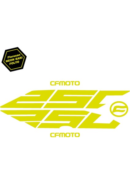 Cf Moto NK250 Arka Kuyruk Altı 250 Sticker Etiket Neon Sarı (Yeşil)