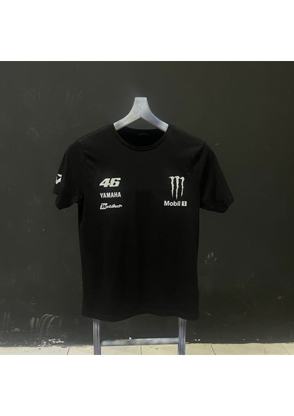Sponsor Markalı Siyah T-Shirt