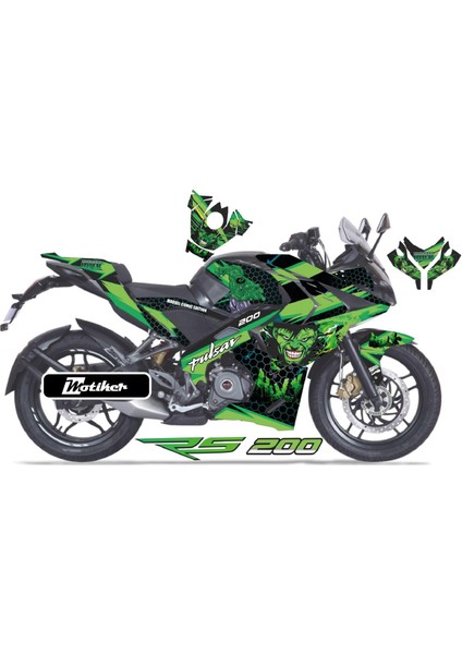 Bajaj RS200 Hulk Sticker Etiket Parçalı Kaplama Modeli