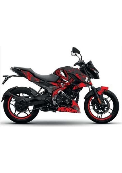 Bajaj N250 Venom Tasarım Motosiklet Sticker Etiket Kaplama Modeli Kırmızı Gri Siyah