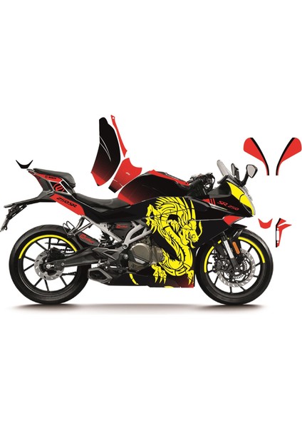 Cfmoto 250SR Sarı Kırmızı Dragon Model Parçalı Motosıklet Kaplama Stıcker Etıket Modelı