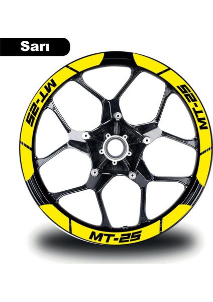 Sarı Yamaha Mt-25 Geniş Jant Sticker Etiket Modeli