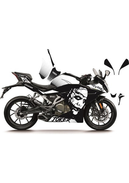 Cfmoto 250SR Beyaz Joker Model Parçalı Motosıklet Kaplama Stıcker Etıket Modelı