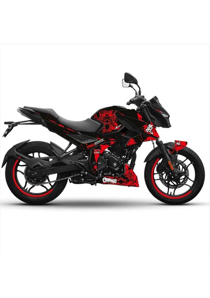 Bajaj N250 Blood Tasarım Motosiklet Sticker Etiket Kaplama Modeli - Kırmızı