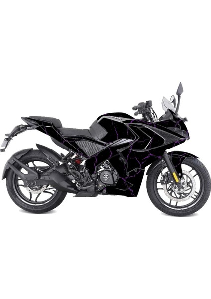 Bajaj RS200 Sticker Şimşek Desen Motosiklet Kaplama Tasarımı Mor