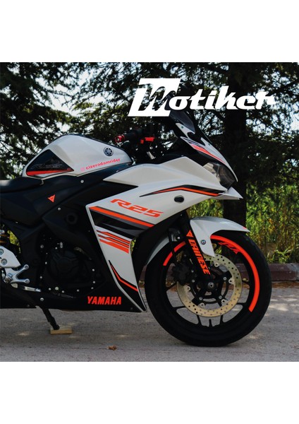Yamaha Yzf R25 Orjinal Tasarım Neon Turuncu Sticker Etiket Modeli 2017