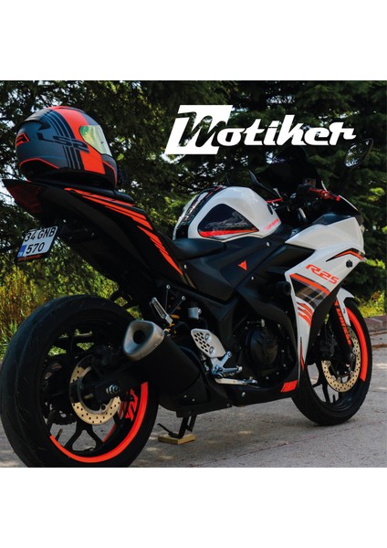 Yamaha Yzf R25 Orjinal Tasarım Neon Turuncu Sticker Etiket Modeli 2017 fiyatları