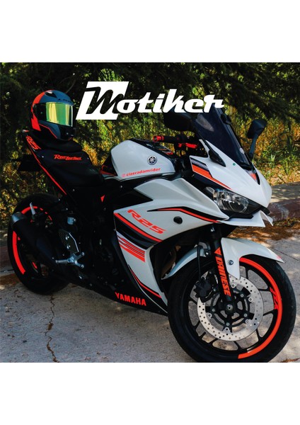Yamaha Yzf R25 Orjinal Tasarım Neon Turuncu Sticker Etiket Modeli 2017 modelleri