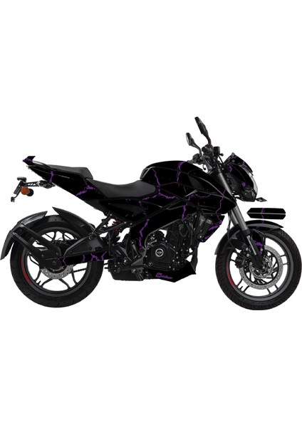 Bajaj NS200 Sticker 2014-2024 Şimşek Desen Motosiklet Kaplama Tasarımı Mor