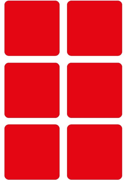 Kırmızı Reflective (Reflektif) 6'lı Kare Sticker Paketi Otomobil Motosiklet Reflektif Parlayan Sticker Etiket Modeli