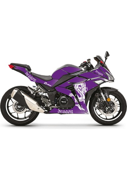 Rks R250 Mor Dragon Parçalı Kaplama Sticker Etiket Modeli