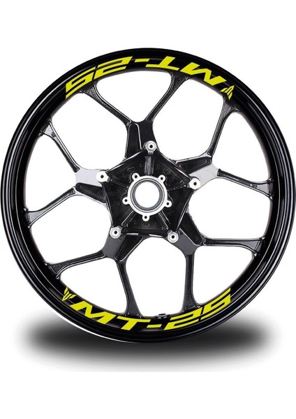 Neon Sarı Yamaha Mt-25 Yazılı 8li Jant Içi Yazı Sticker Etiket