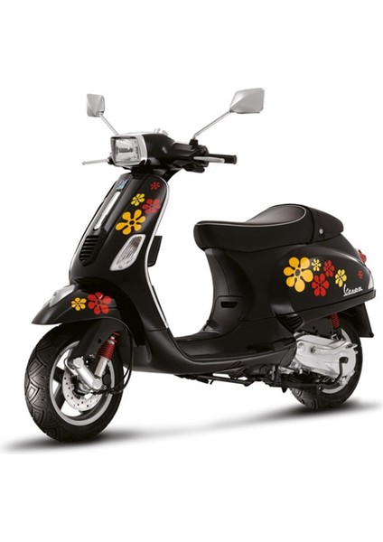 Piaggio Vespa Çiçek Desenli Sticker Etiket Modeli
