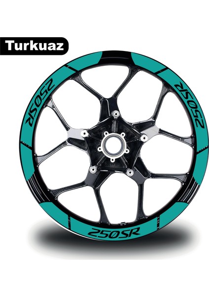 Turkuaz Cf Moto 250 Sr Geniş Jant Sticker Etiket Modeli