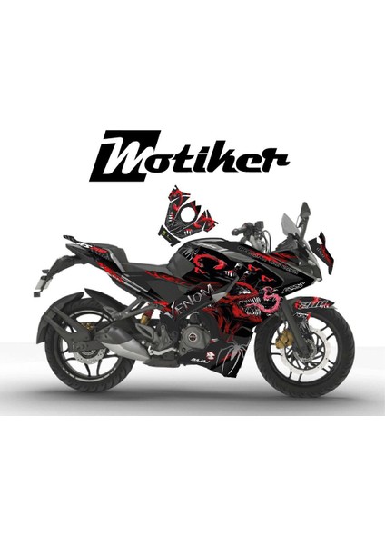 Bajaj RS200 Venom Deadpool Sticker Etiket Parçalı Kaplama Modeli