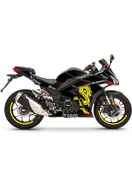 Rks R250 Sarı Kırmızı Dragon Parçalı Kaplama Sticker Etiket Modeli