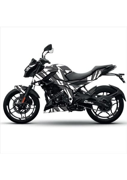 Bajaj N250 Divided Line Tasarım Motosiklet Sticker Etiket Kaplama Modeli Beyaz ve Gri