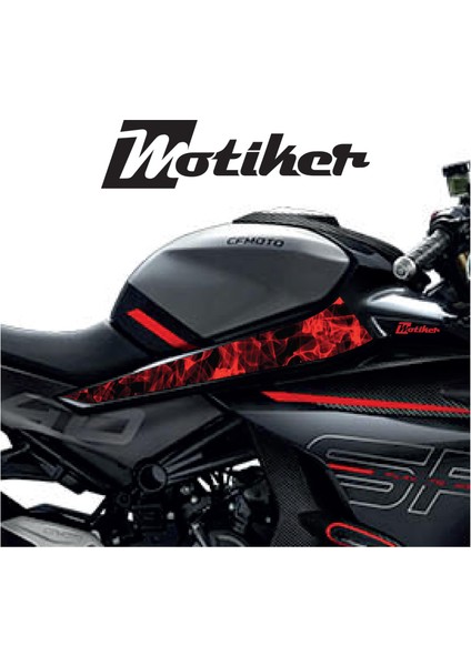 Cf Moto 450SR Orta Şase Kırmızı Duman Desen Kaplama Modeli modelleri