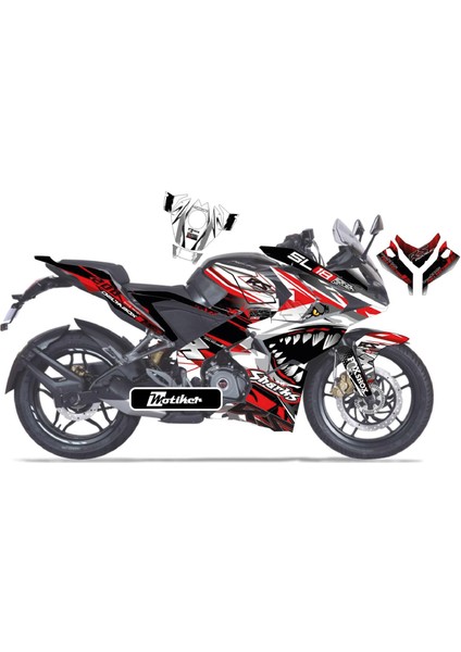 Bajaj RS200 Red Shark Sticker Etiket Parçalı Kaplama Modeli