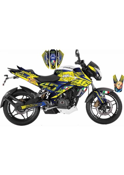 Bajaj NS200 Sticker Rossi 46 Kaplama Etiket Tasarım Modeli