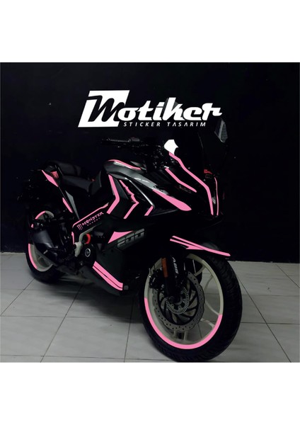 Bajaj RS200 Pembe Çizgi Model Sticker Etiket Full Takım Modeli