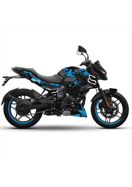 Bajaj N250 Divided Fox Tasarım Motosiklet Sticker Etiket Kaplama Modeli gri - Mavi