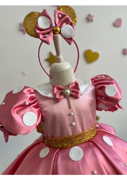 Pembe Minnie Mouse Kostümü, Küçük Çocuk Minnie Mouse Doğum Günü Elbisesi, Parıltılı ve Inci Minnie Elbisesi, Cadılar Bayramı Kostümü, Doğum Günü Elbisesi