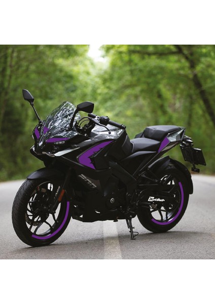 Bajaj RS200 Tek Renk Mor Parçalı Motosiklet Sticker Etiket Takım Modeli