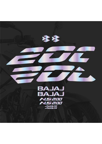 Bajaj NS200 Sticker Hologram Set Motosiklet Etiket Modeli