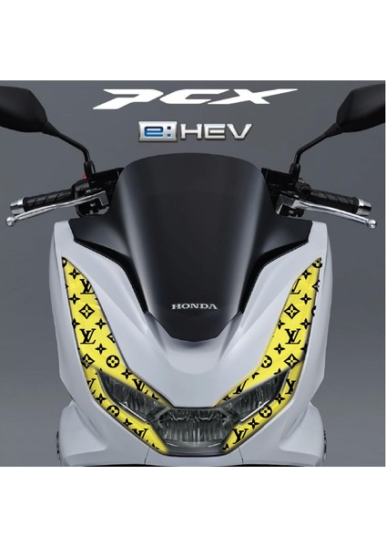 Honda Pcx Ön Far Kaşı Lv Tasarımı Şeffaf Sticker Sarı modelleri
