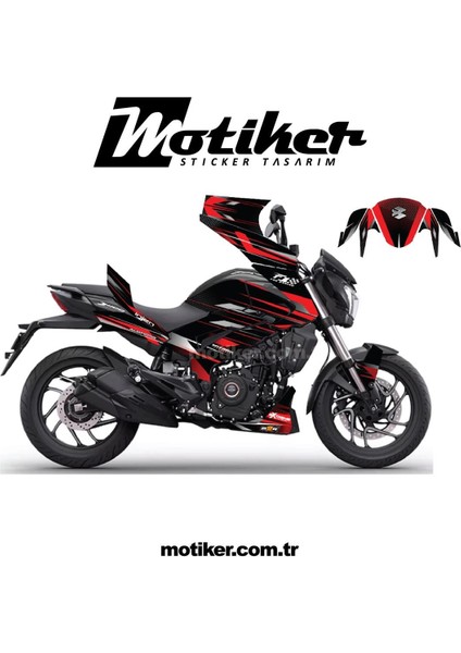 Dominar F1 Red Stripped Sticker Etiket Kaplama Model