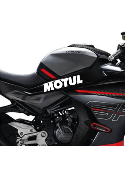 Cf Moto 450SR Motul Orta Şase Tasarım Motosiklet Sticker Etiket Modeli Beyaz