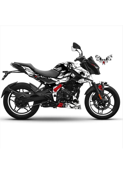 Bajaj N250 Leaf And Skull Tasarım Motosiklet Sticker Etiket Kaplama Modeli