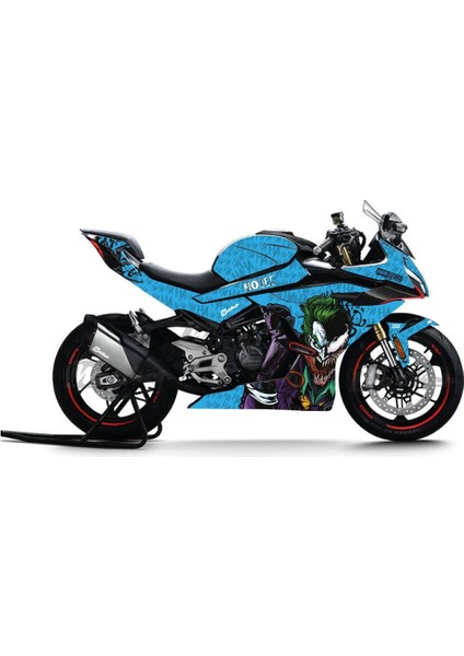 Cf Moto 450SR Joker Mavi Sticker Etiket Parçalı Kaplama Modeli