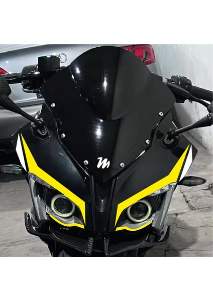 Bajaj RS200 6'lı Ön Kafa Sticker Etiket Modeli Çift Renk Açık Sarı Beyaz Set