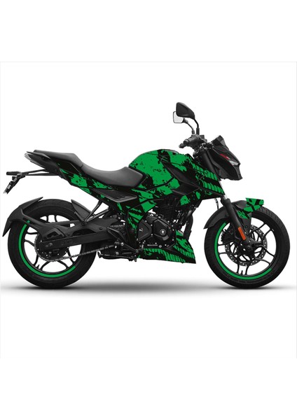 Bajaj N250 Ağ Tasarım Motosiklet Sticker Etiket Kaplama Modeli - Yesil