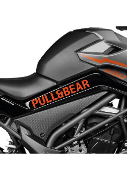 Cfmoto 250 Nk Pull&bear Orta Şase Tasarım Motosiklet Sticker Etiket Modeli Turuncu